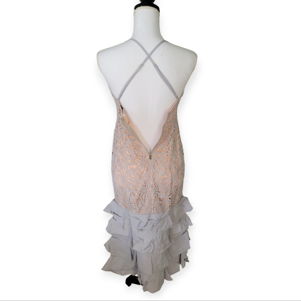 Anthropologie Endless Rose Lace Overlay/Ruffle Bottom Midi Dress - Picture 6 of 14